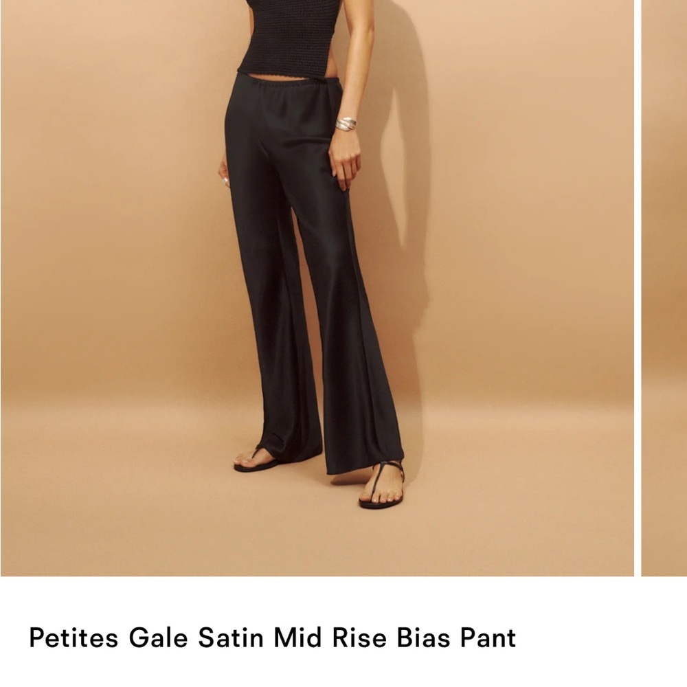Reformation Black Satin Wide Leg Pants
